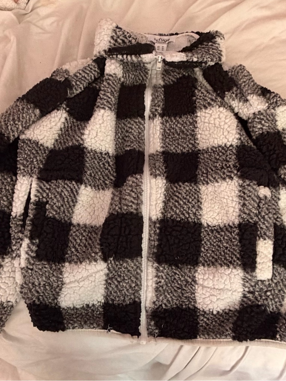 refuge Black & White Buffalo Check Teddy Jacket